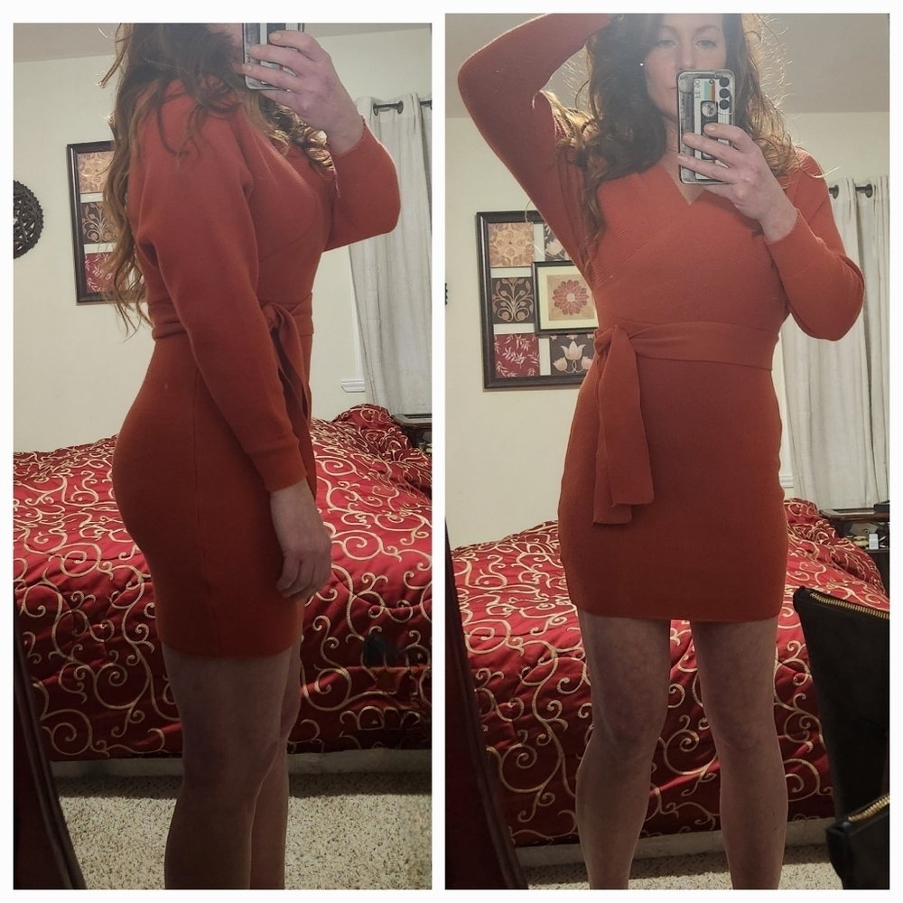 ❤️ SWEATER MINI DRESS - DOLMAN SLEEVE, TIE WAIST, MEDIUM